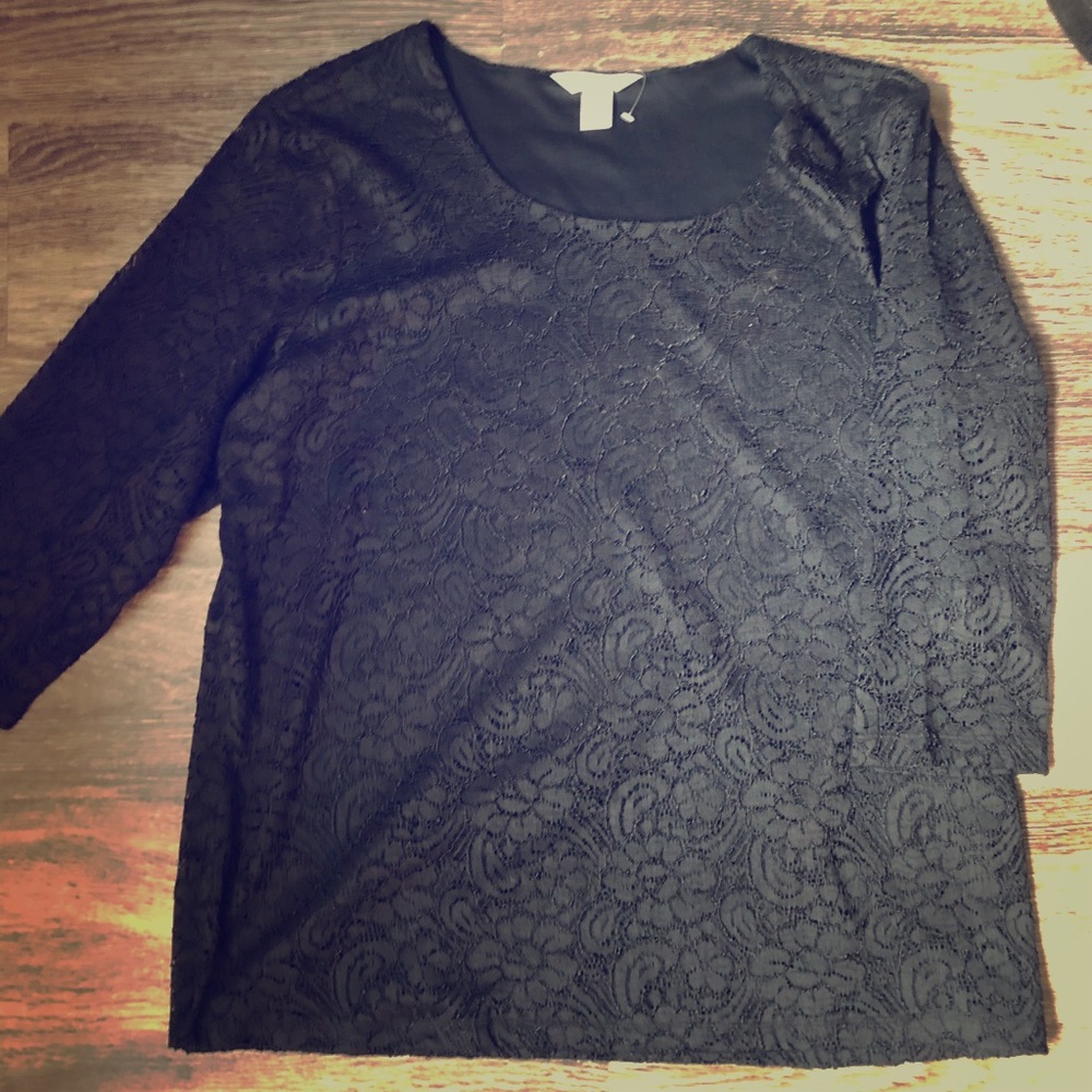 Black half sleeve lace top